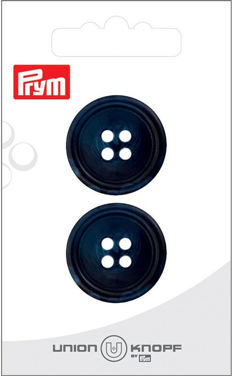   Fournituren - Knopen en sluitingen -   4 gaatjes 25mm marine 2st - Fournituren elastieken band - Marineblauw - 1 kaart