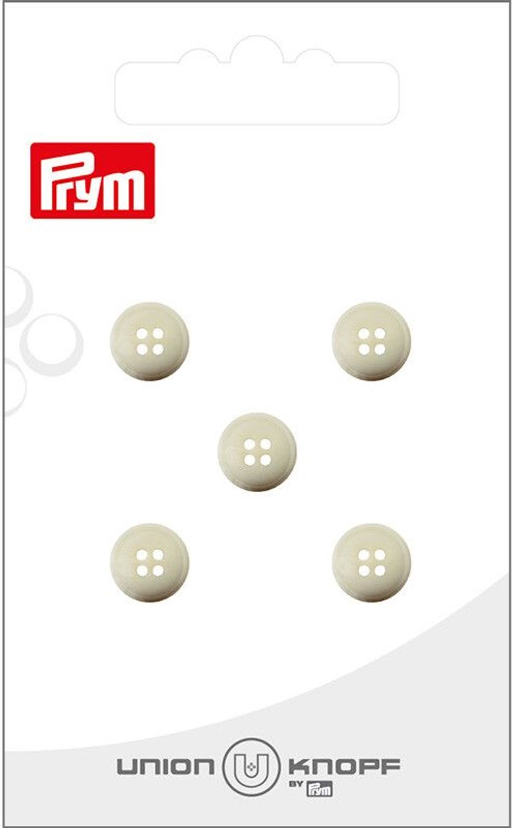   Fournituren - Knopen en sluitingen -   4 gaatjes 9mm beige 5st - Fournituren elastieken band - Beige - 1 kaart