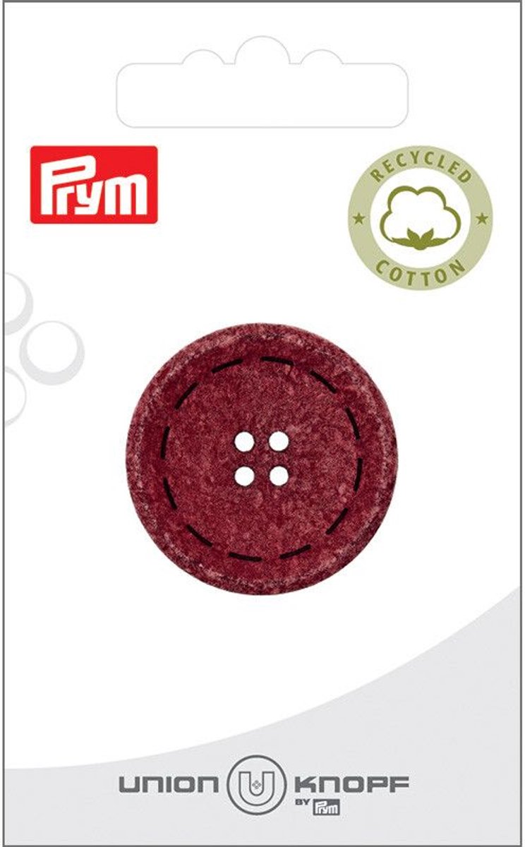 Prym Fournituren - Knopen en sluitingen - Knoop Katoen-poly rec 30mm bordeaux 1st - Fournituren elastieken band - Bordeaux - 1 kaart