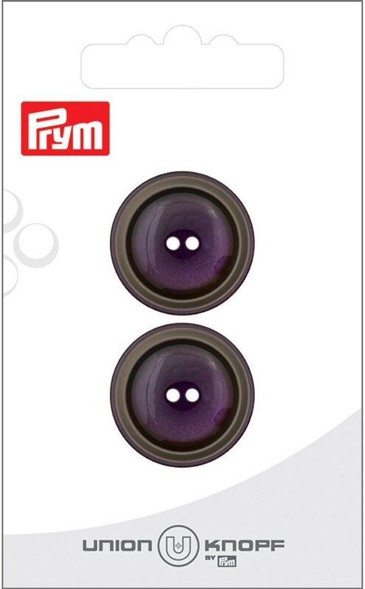   Fournituren - Knopen en sluitingen -   Kunststof 23mm paars 2st - Fournituren elastieken band - Paars - 1 kaart