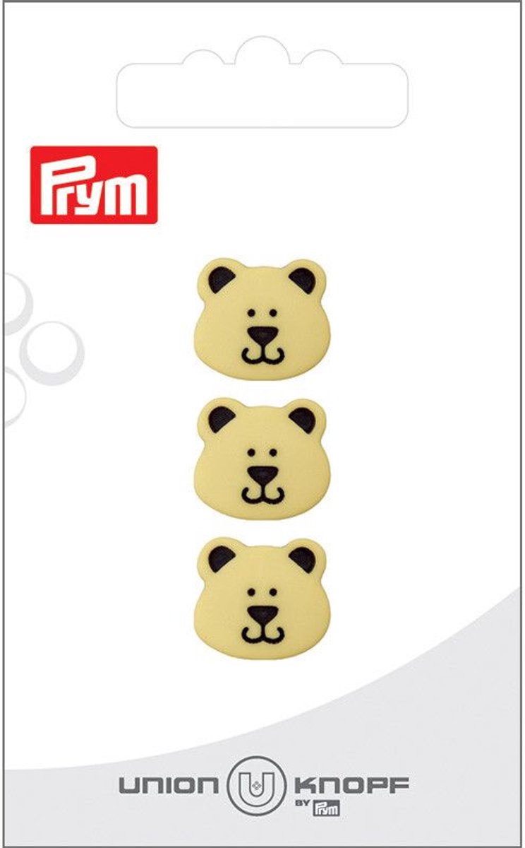   Fournituren - Knopen en sluitingen -   Kunststof Beer 15mm geel 3st - Fournituren elastieken band - Geel - 1 kaart