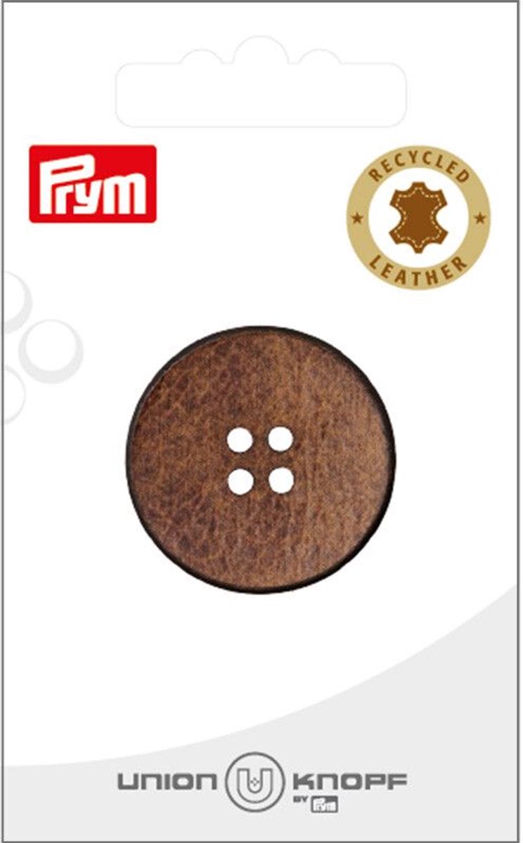 Prym Fournituren - Knopen en sluitingen - Knoop Leer recycled 30mm bruin 1st - Fournituren elastieken band - Bruin - 1 kaart