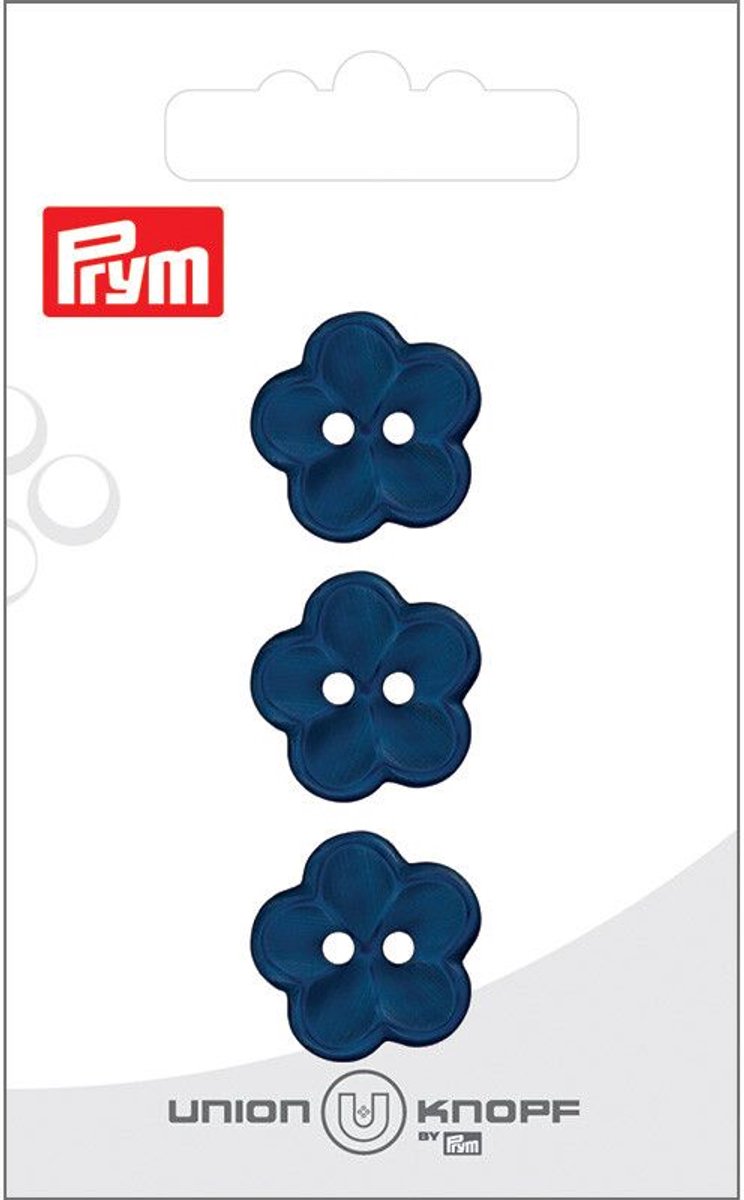 Prym Fournituren - Knopen en sluitingen - Knoop bloem 2 gaatjes 18mm marine 3st - Fournituren elastieken band - Marineblauw - 1 kaart