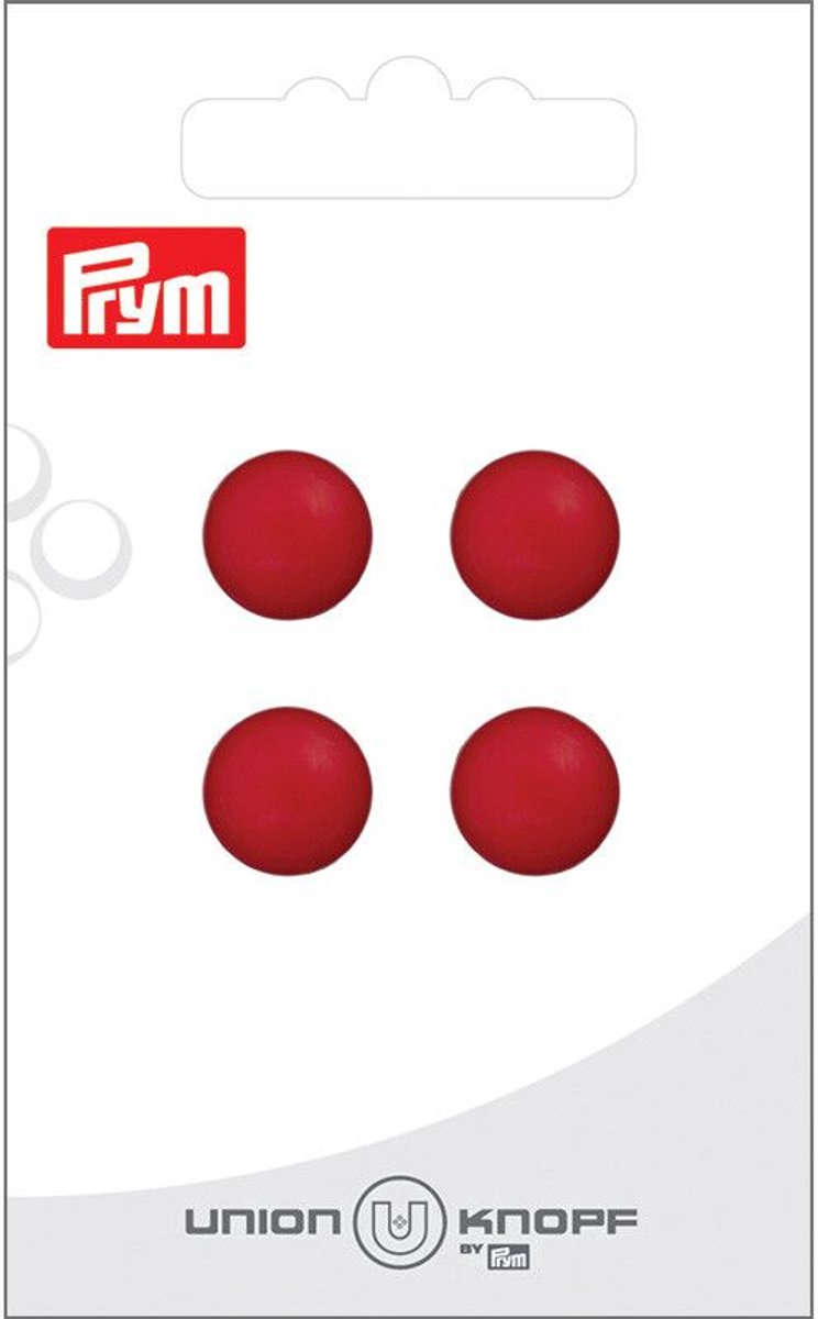   Fournituren - Knopen en sluitingen -   bol 12mm rood 4st - Fournituren elastieken band - Rood - 1 kaart