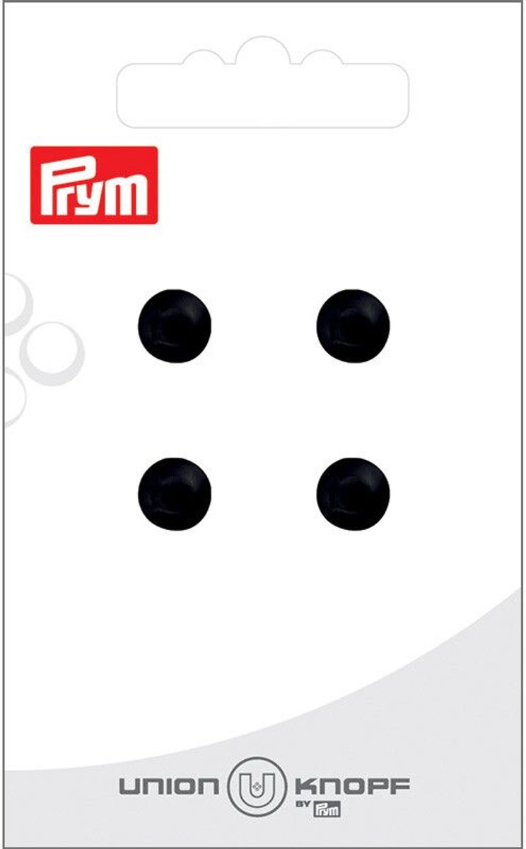   Fournituren - Knopen en sluitingen -   glas 2 gaatjes 8mm zwart 4st - Fournituren elastieken band - Zwart - 1 kaart