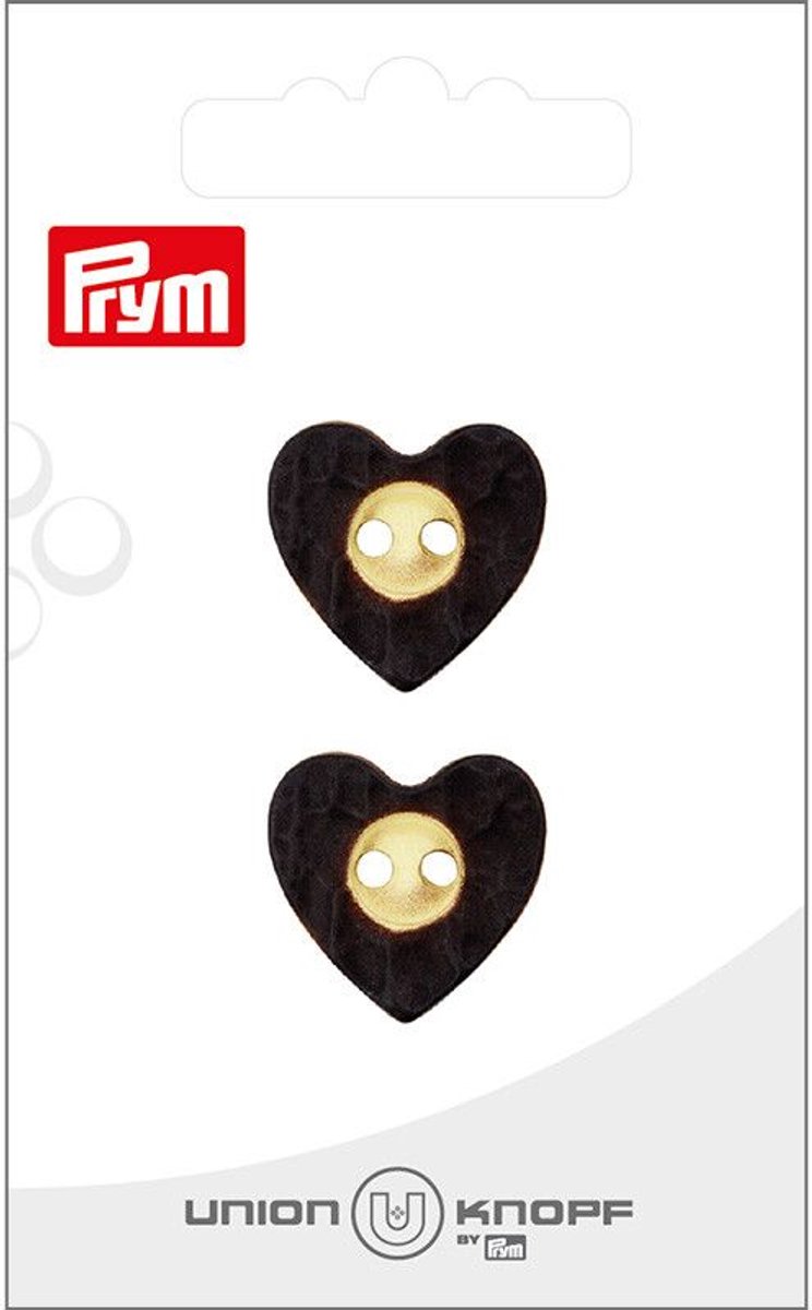 Prym Fournituren - Knopen en sluitingen - Knoop hart 20mm donkerbruin 2st - Fournituren elastieken band - Donkerbruin - 1 kaart