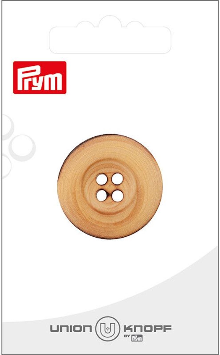   Fournituren - Knopen en sluitingen -   hout 4 gaatjes 28mm beige 1st - Fournituren elastieken band - Beige - 1 kaart