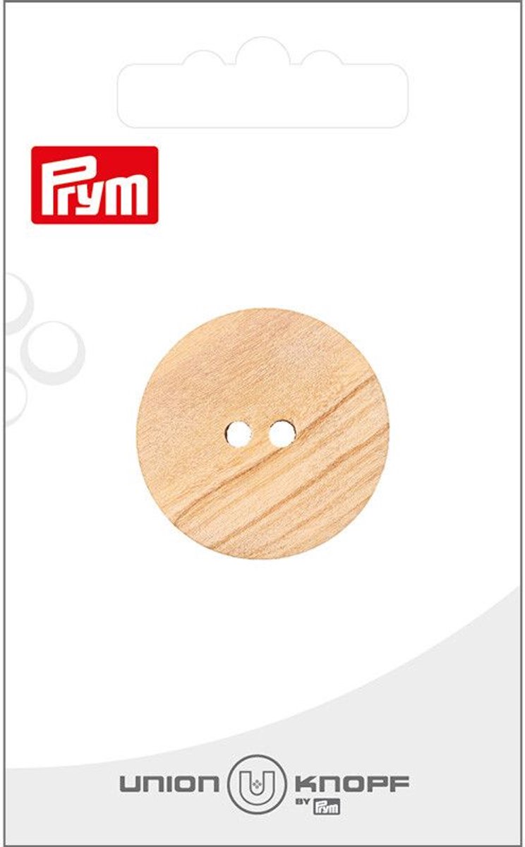   Fournituren - Knopen en sluitingen -   hout vlak 2 gaatjes 28mm beige 1st - Fournituren elastieken band - Beige - 1 kaart