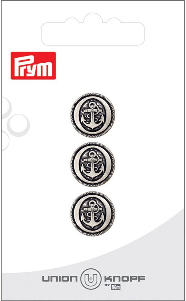   Fournituren - Knopen en sluitingen -   metaal anker 14mm zilver 3st - Fournituren elastieken band - Zilver - 1 kaart