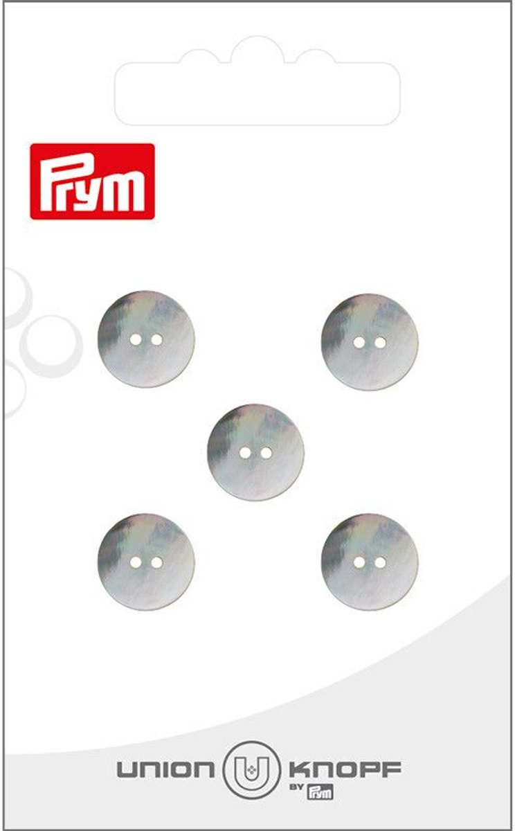   Fournituren - Knopen en sluitingen -   parelmoer 2 gaatjes 11mm wit 5st - Fournituren elastieken band - Wit - 1 kaart