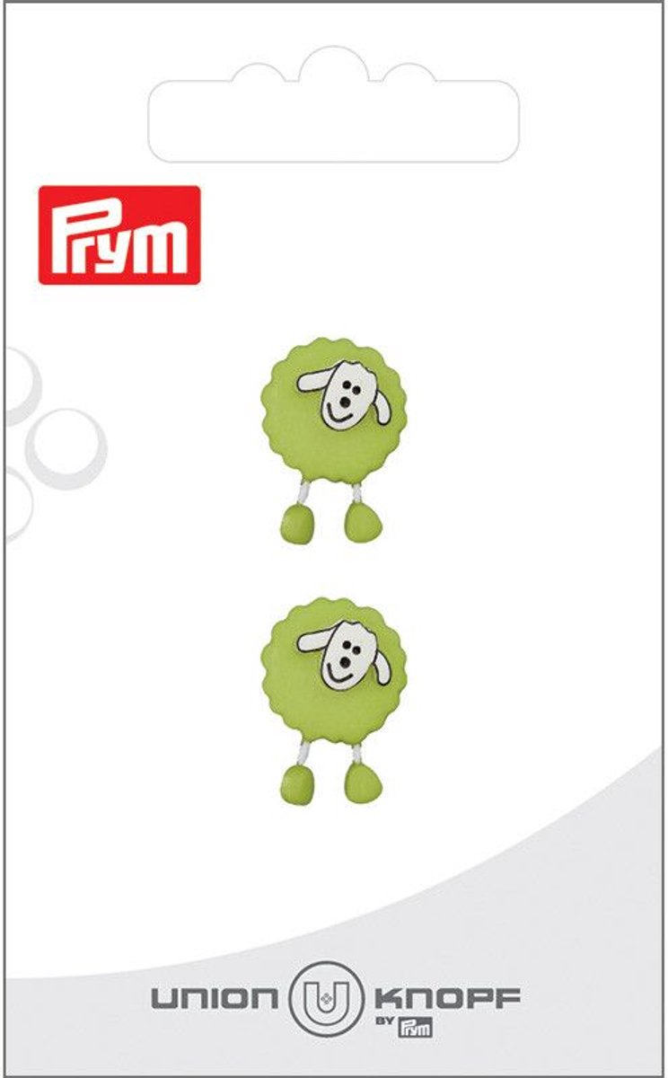   Fournituren - Knopen en sluitingen -   schaap 18mm lichtgroen 2st - Fournituren elastieken band - Lichtgroen - 1 kaart