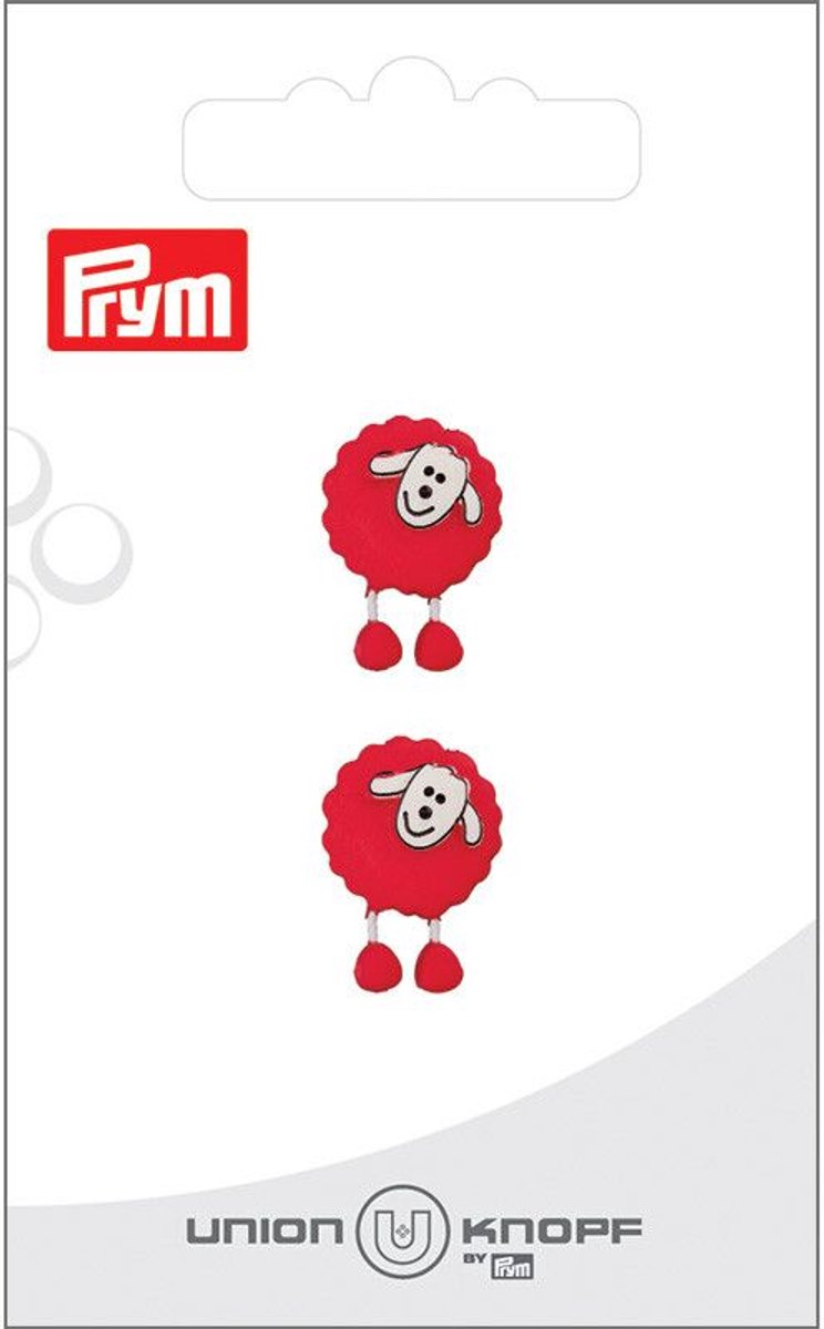   Fournituren - Knopen en sluitingen -   schaap 18mm rood 2st - Fournituren elastieken band - Rood - 1 kaart
