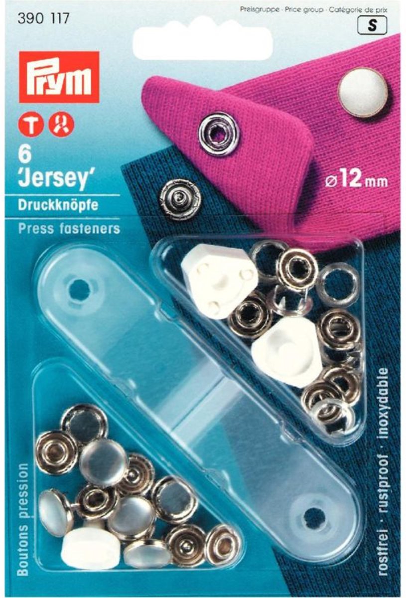   Fournituren - Knopen en sluitingen - Naaivrijdrukknopen JERSEY kap parel 12 mm 6 st. - Fournituren elastieken band - Parel - 1