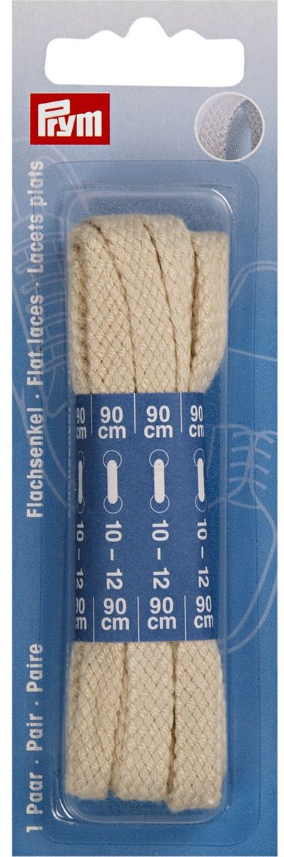 Prym Fournituren - Knopen en sluitingen - Platte veters 8 x 900 mm beige 2 st. - Fournituren elastieken band - Beige - 1 kaart