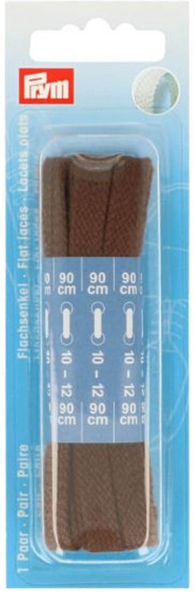 Prym Fournituren - Knopen en sluitingen - Platte veters 8 x 900 mm bruin 1 paar - Fournituren elastieken band - Bruin - 1 kaart