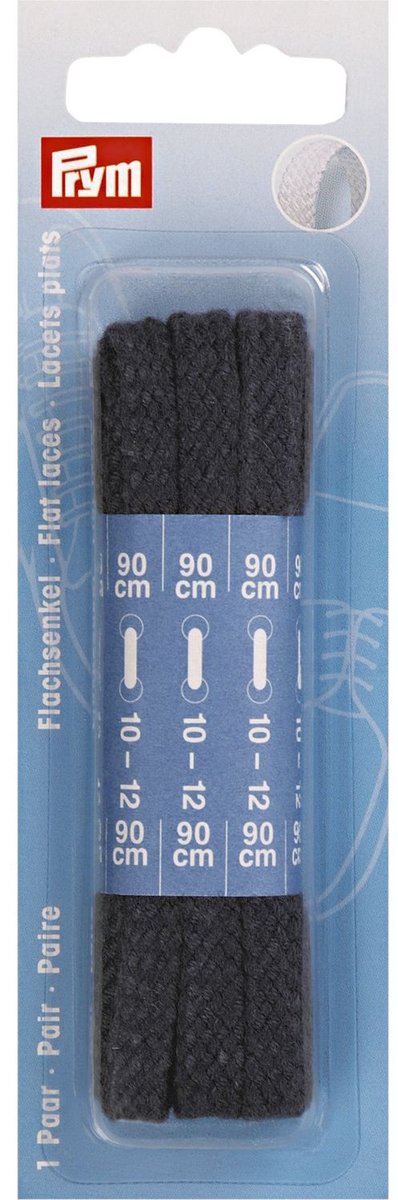 Prym Fournituren - Knopen en sluitingen - Platte veters 8 x 900 mm marine 2 st. - Fournituren elastieken band - Marineblauw - 1 kaart