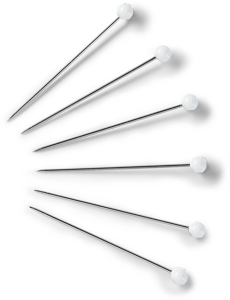   Fournituren - Naalden en  en - Glaskopspelden zilverkleurig 0,80 x 48 mm wit 300 g - Fournituren elastieken band - Zilverkleurig - 1 karton