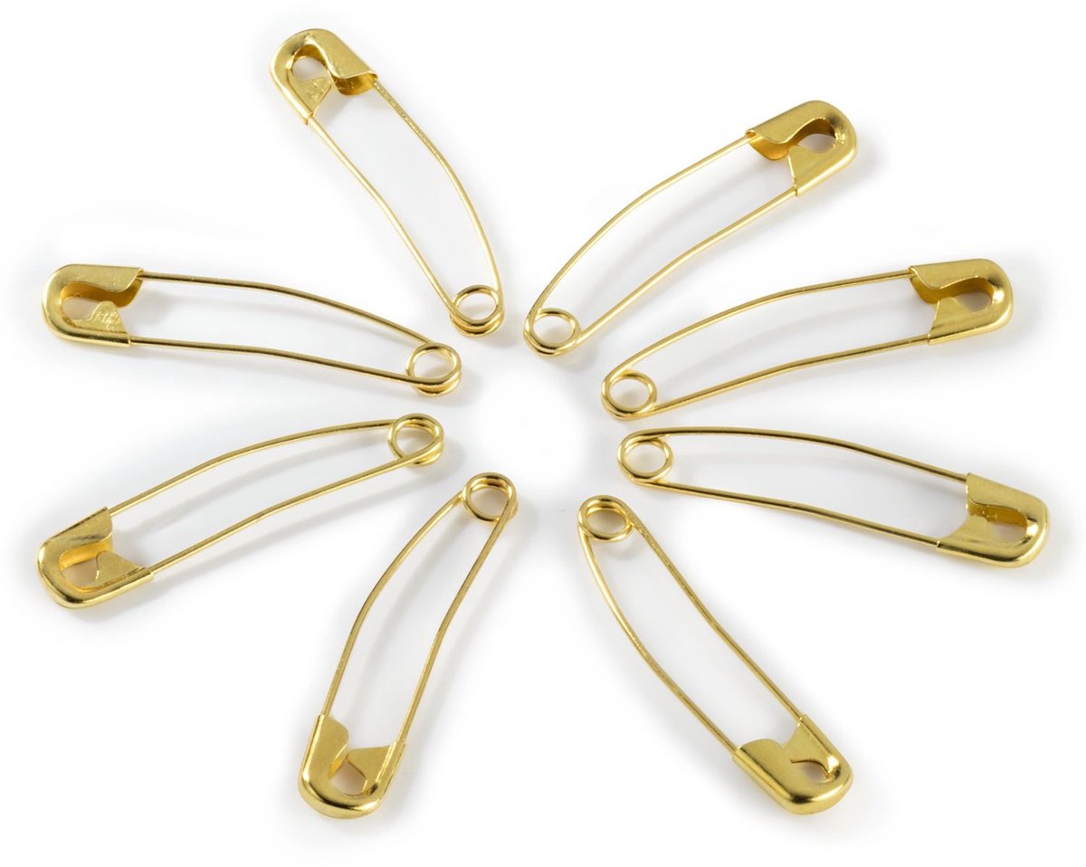   Fournituren - Naalden en  en - Veiligheidsspelden gebogen No. 2 goudkleurig 38 mm 150 st. - Fournituren elastieken band - Gouddor - 1 kaart