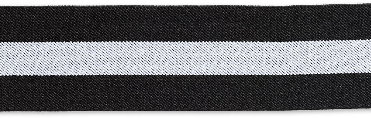 Prym Fournituren Banden - Elastiek Color 50 mm strepen zwart/wit - Fournituren elastieken band - Zwart/Wit - 1 cassette