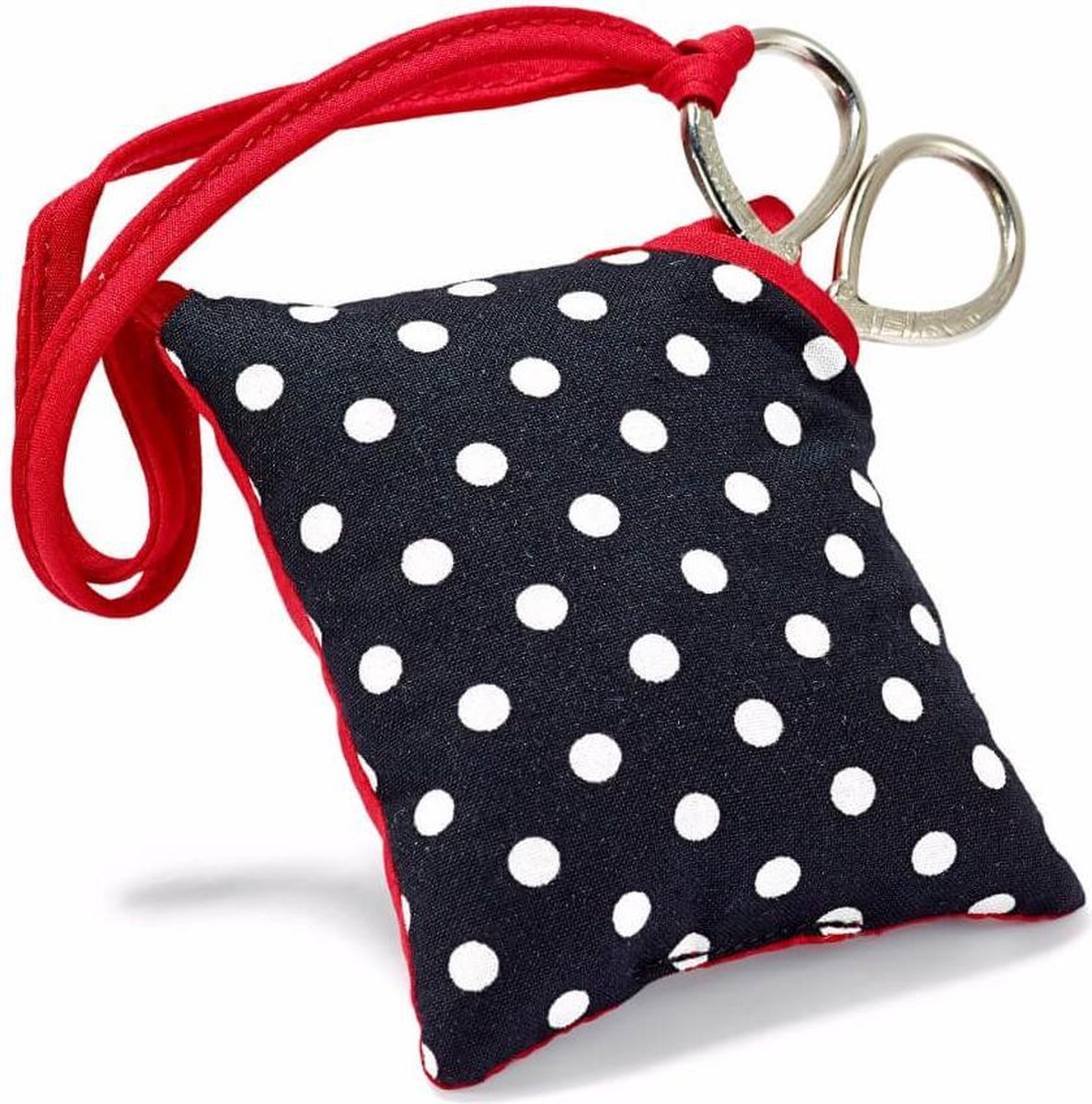   Polka speldenkussen met schaar