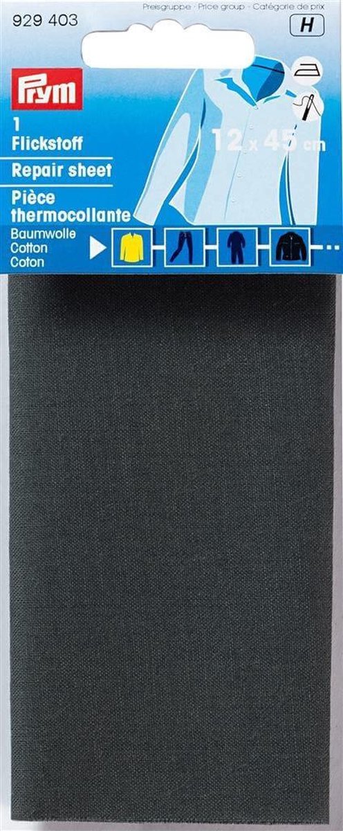   Verstelstuk Katoen Opstrijkbaar 12 x 45 cm Grijs