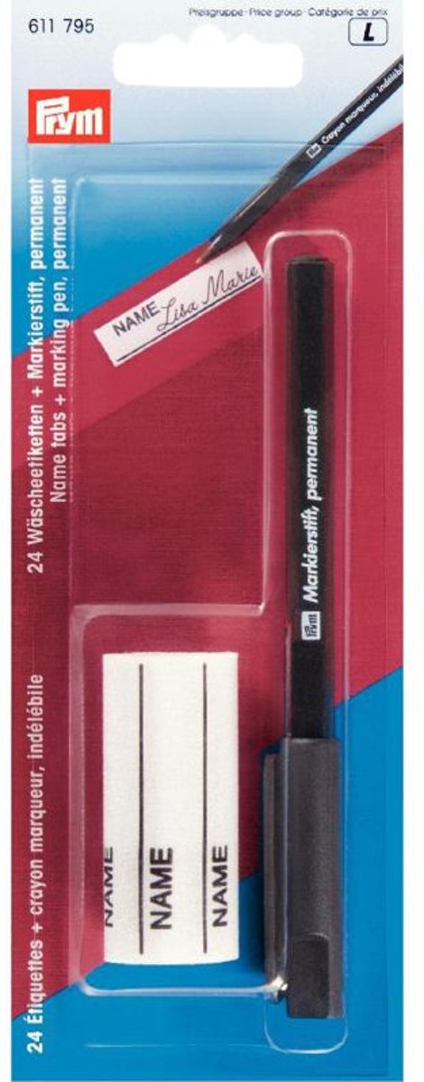 Prym Wasmarkeerset Opstrijkbare etiketten en wasmarkeerpen