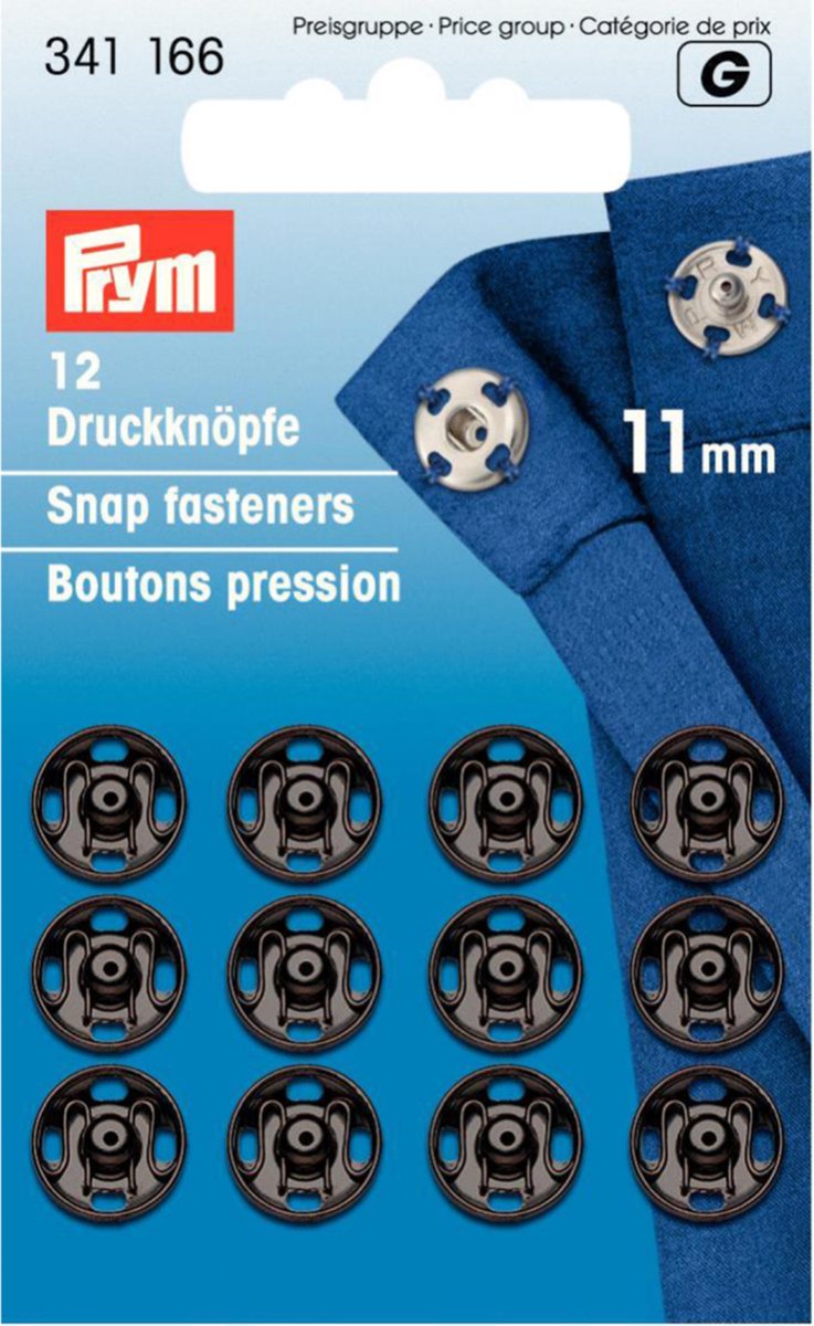 Prym drukknoop opnaaibaar zwart 11mm 12 stuks 341166