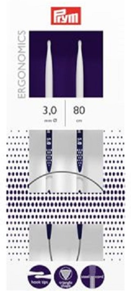   ergonomische rondbreinaald 80 cm 3,0 mm