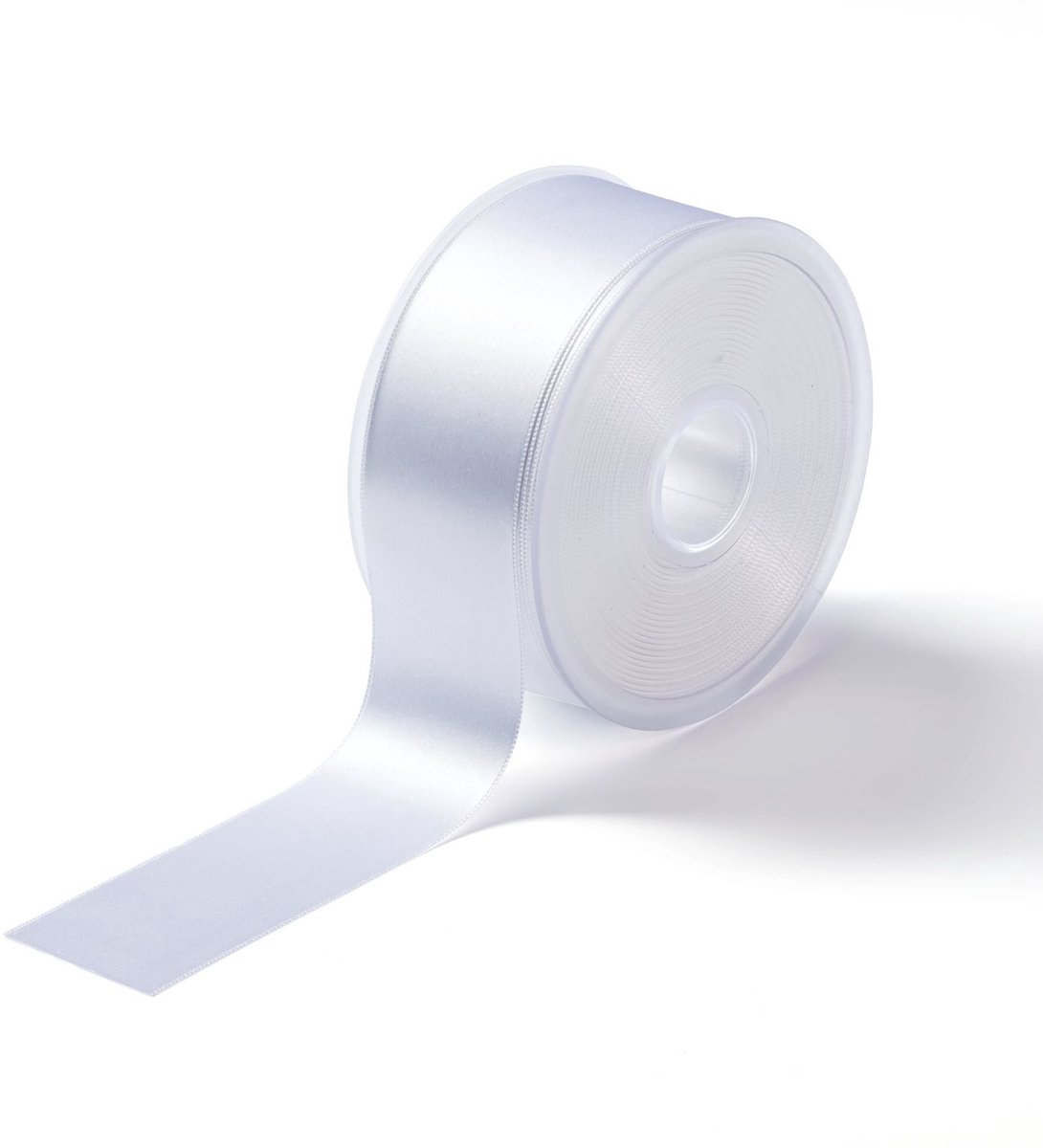 Satijnlint 38 mm wit 25 m