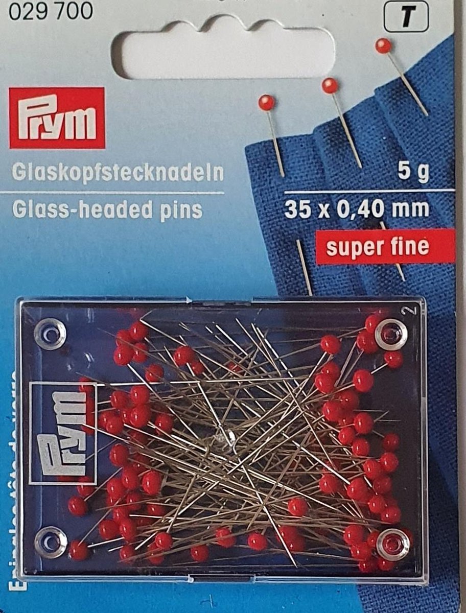 super fijn  glass kop speld vd prym 029 700