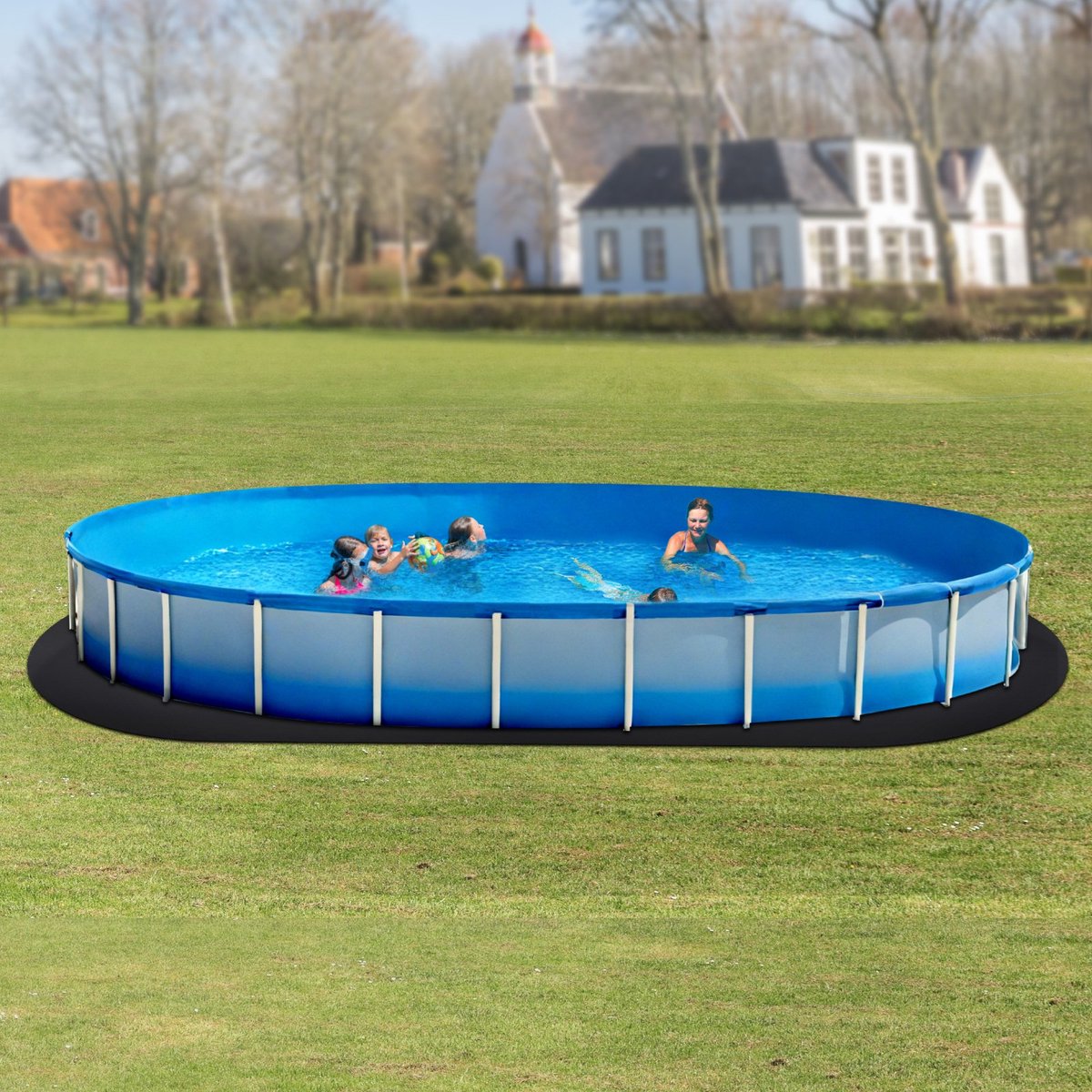 Pugsdrly 15x30ft ovale zwembadfolie voor bovengrondse zwembaden Zware poolmatten