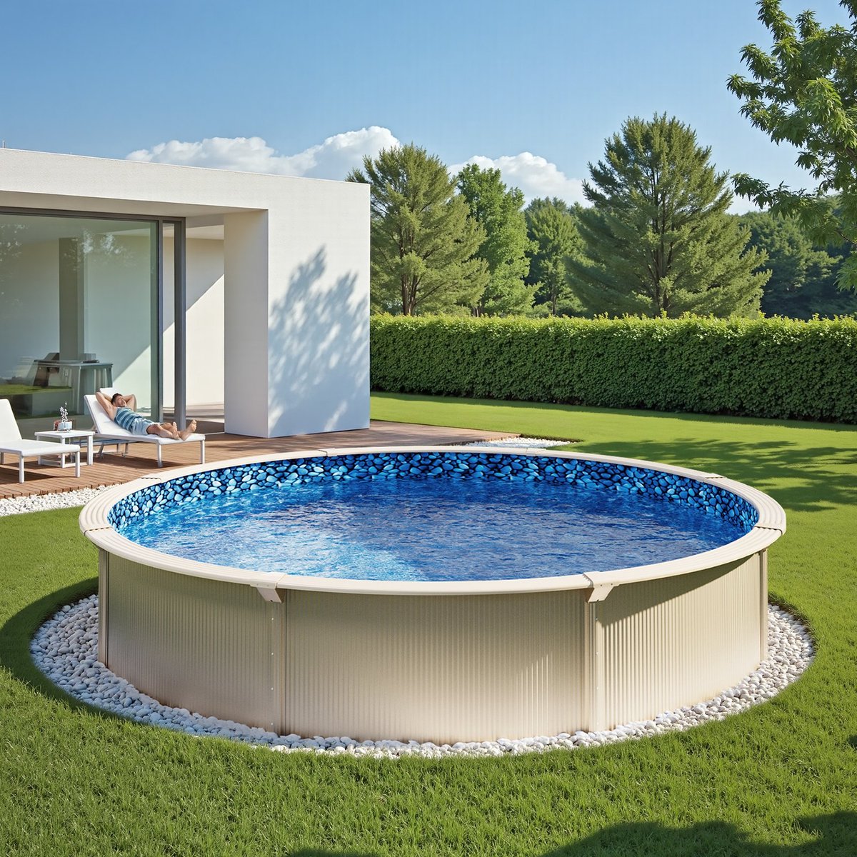 Pugsdrly Round Pool Liner 30 ft Unibead Type Zwembadliner 52 in Muurhoogte
