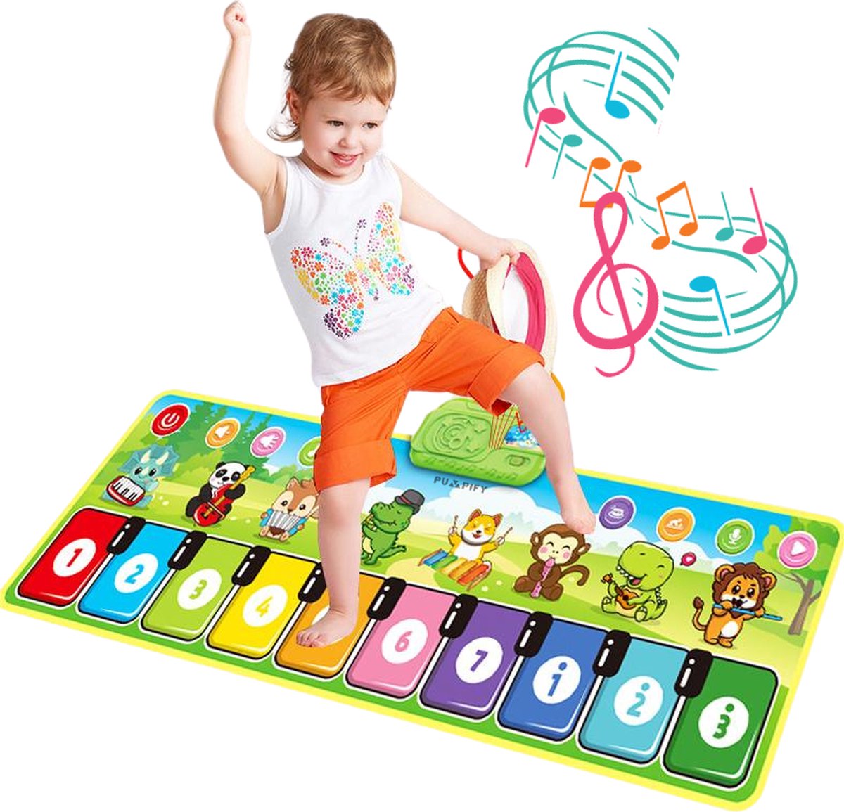 Pumpify Dansmat – Pianomat – Muziekmat – Speelmat - Dieren Dansmat – Speelgoed - 1 jaar - 2 jaar - 3 jaar - Voor Kinderen - Voor Jongens - Voor Meisjes - 110x36 cm