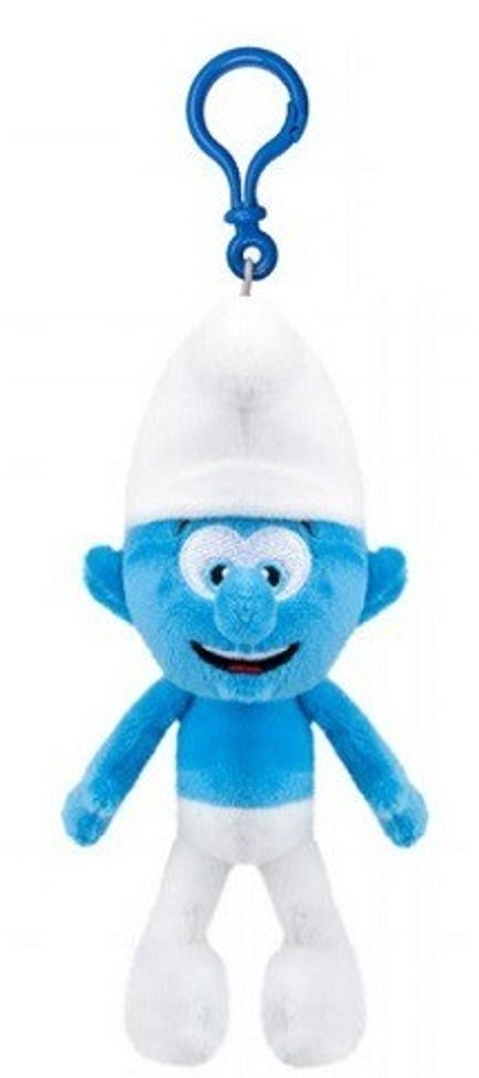 Pluche smurf met clip - Gewone smurf - 12 cm