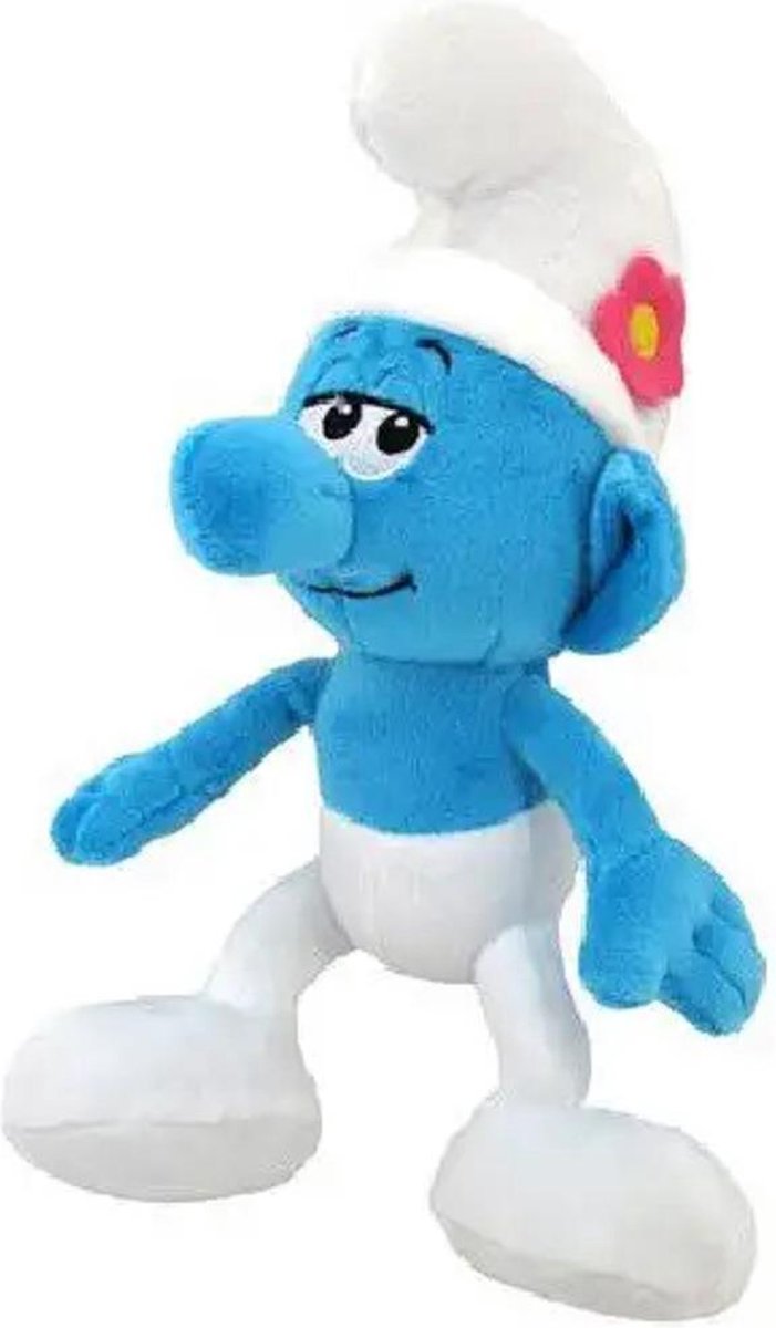 ijdele smurf met bloemetje knuffeltje 15cm van het merk  