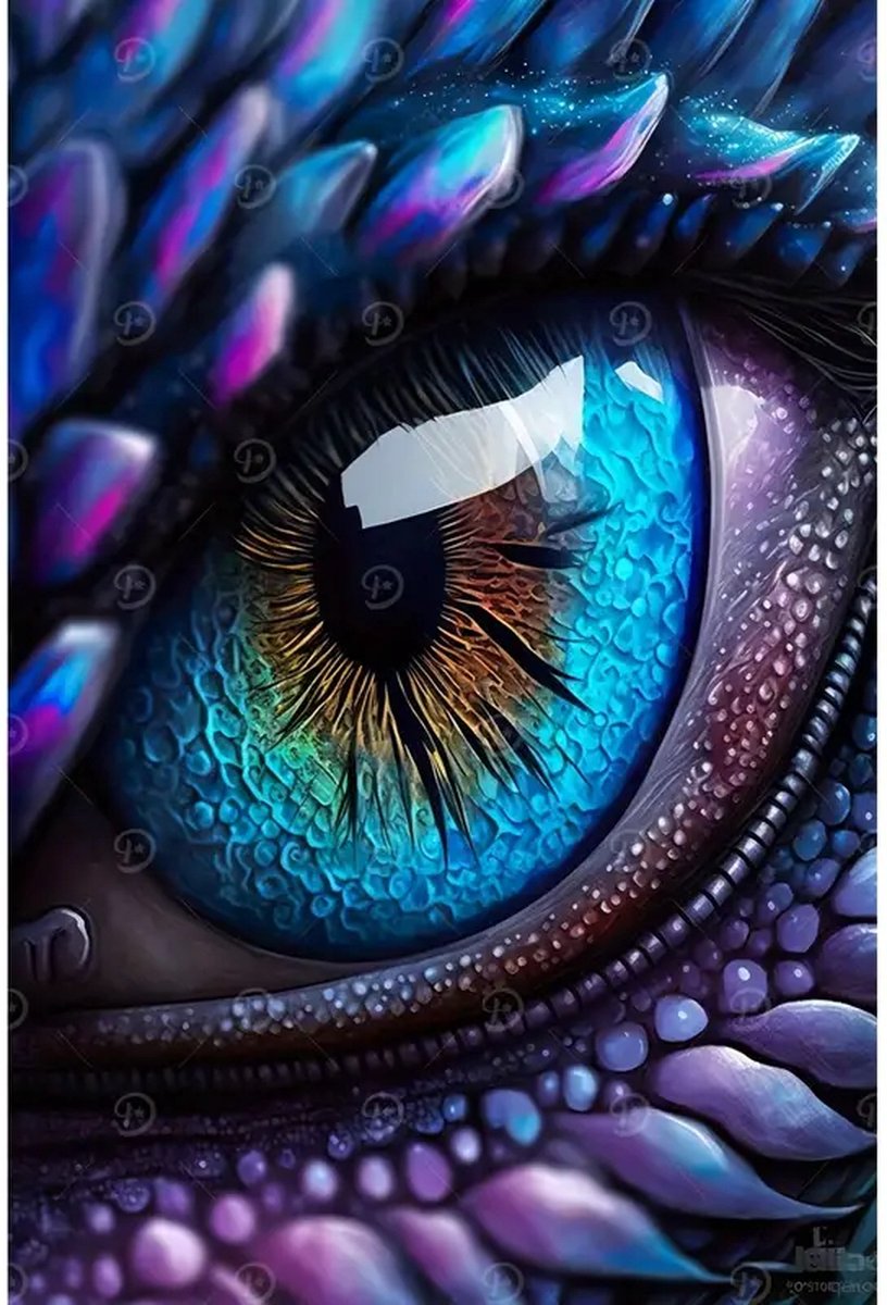 Diamond Painting - Draak - Oog - Volledig - Ronde steentjes - 30x40cm