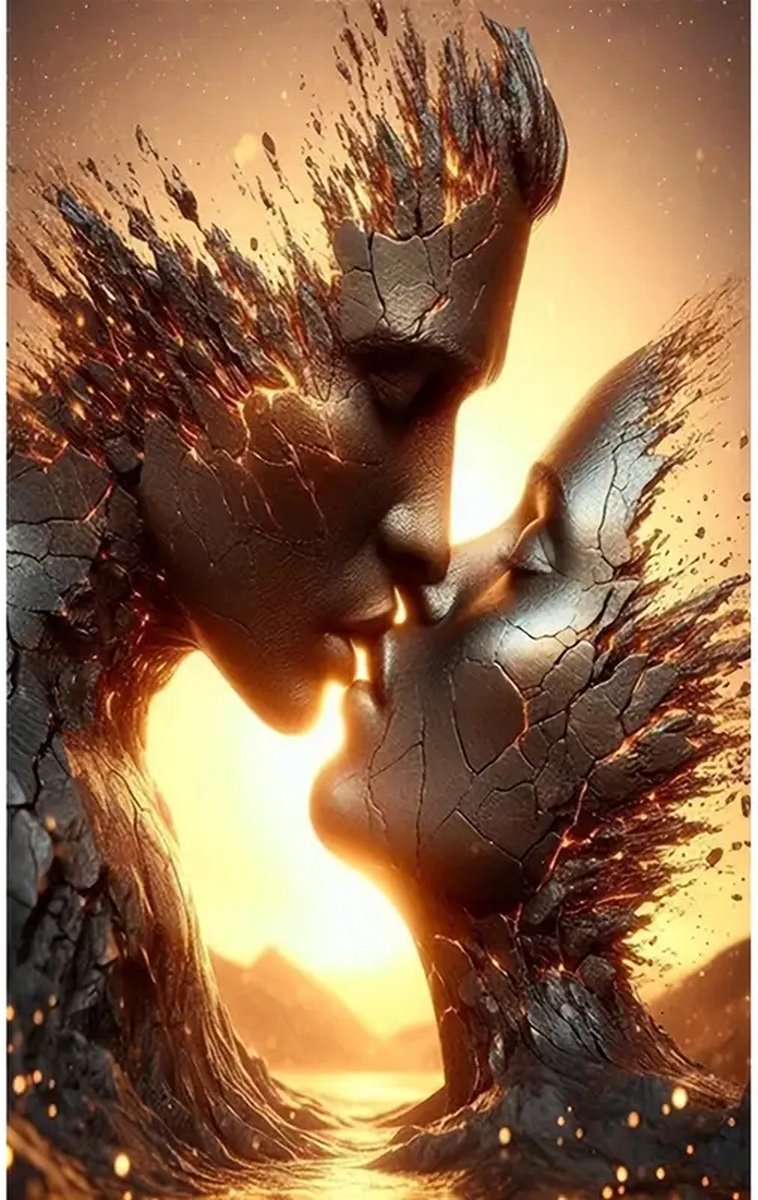 Diamond Painting - Gezichten - Zonsondergang - Liefde - Valentijn - Volledig - Ronde steentjes - 30x40cm