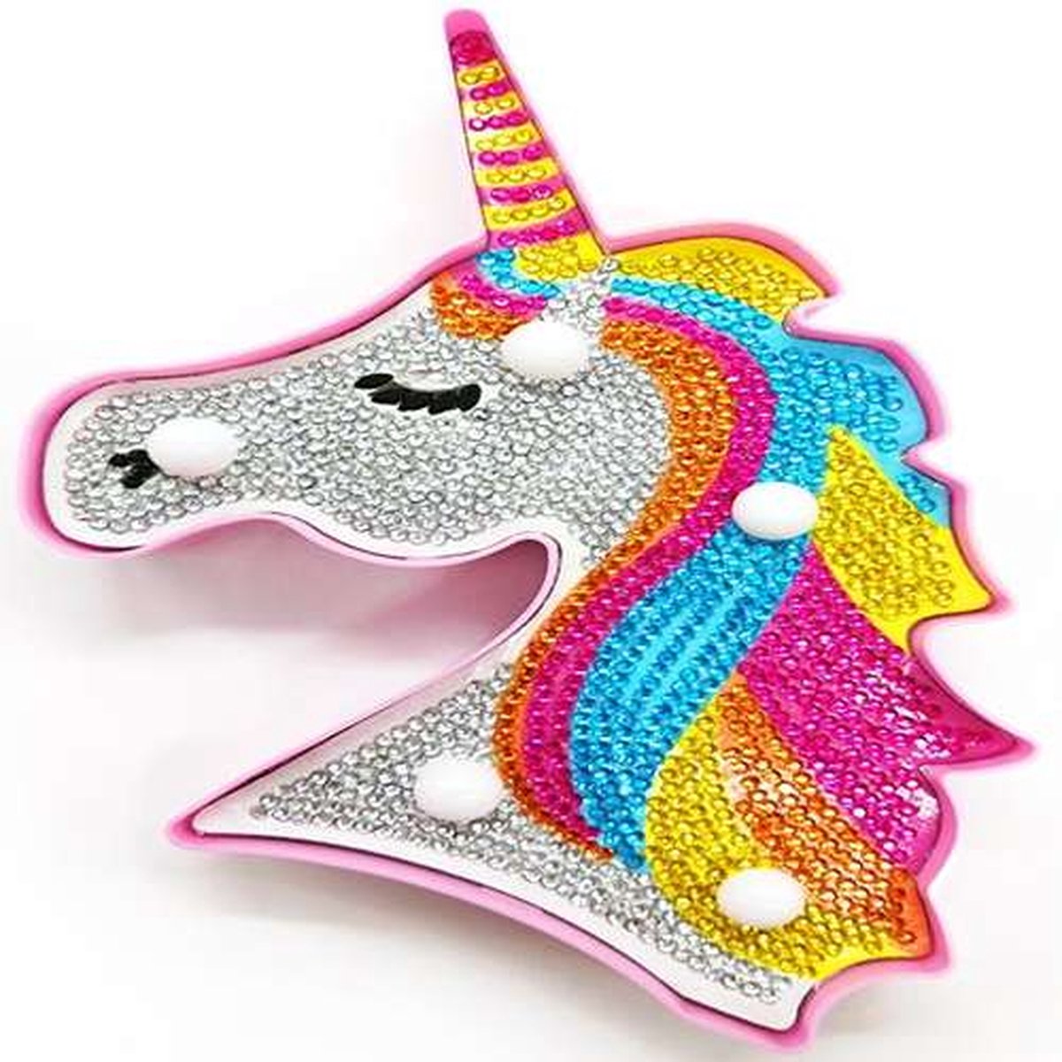 Diamond Painting - Led verlichting - Unicorn - Volledig - Ronde steentjes - 17cm
