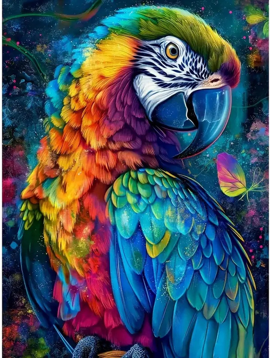 Diamond Painting - Papegaai - Kleurrijk - Volledig - Ronde steentjes - 30x40cm