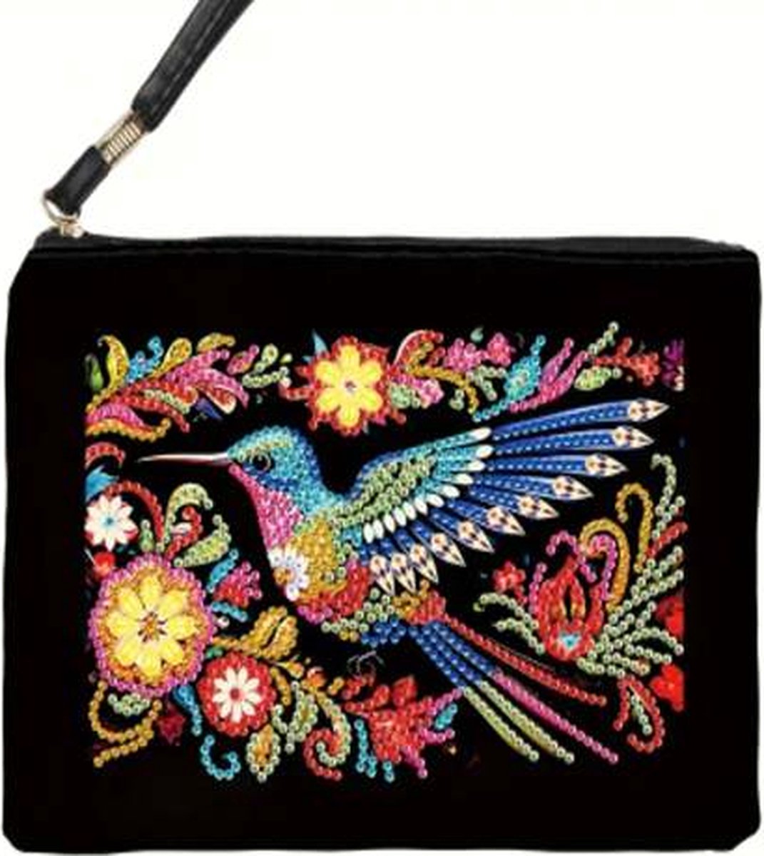 Diamond Painting - Tas - Handtas - Clutch - Make-up tas - Met polsband - 1 Opening - Ronde steentjes - Vogel - 21.5x16cm