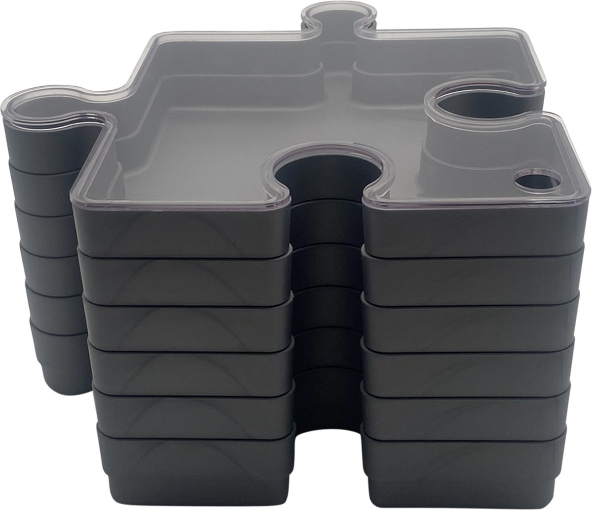Purepeak Puzzelsorteerbakjes - 6 Stuks - Puzzelbakjes - Puzzelsorteerder - Sorteerbakjes met Deksel - Grijs