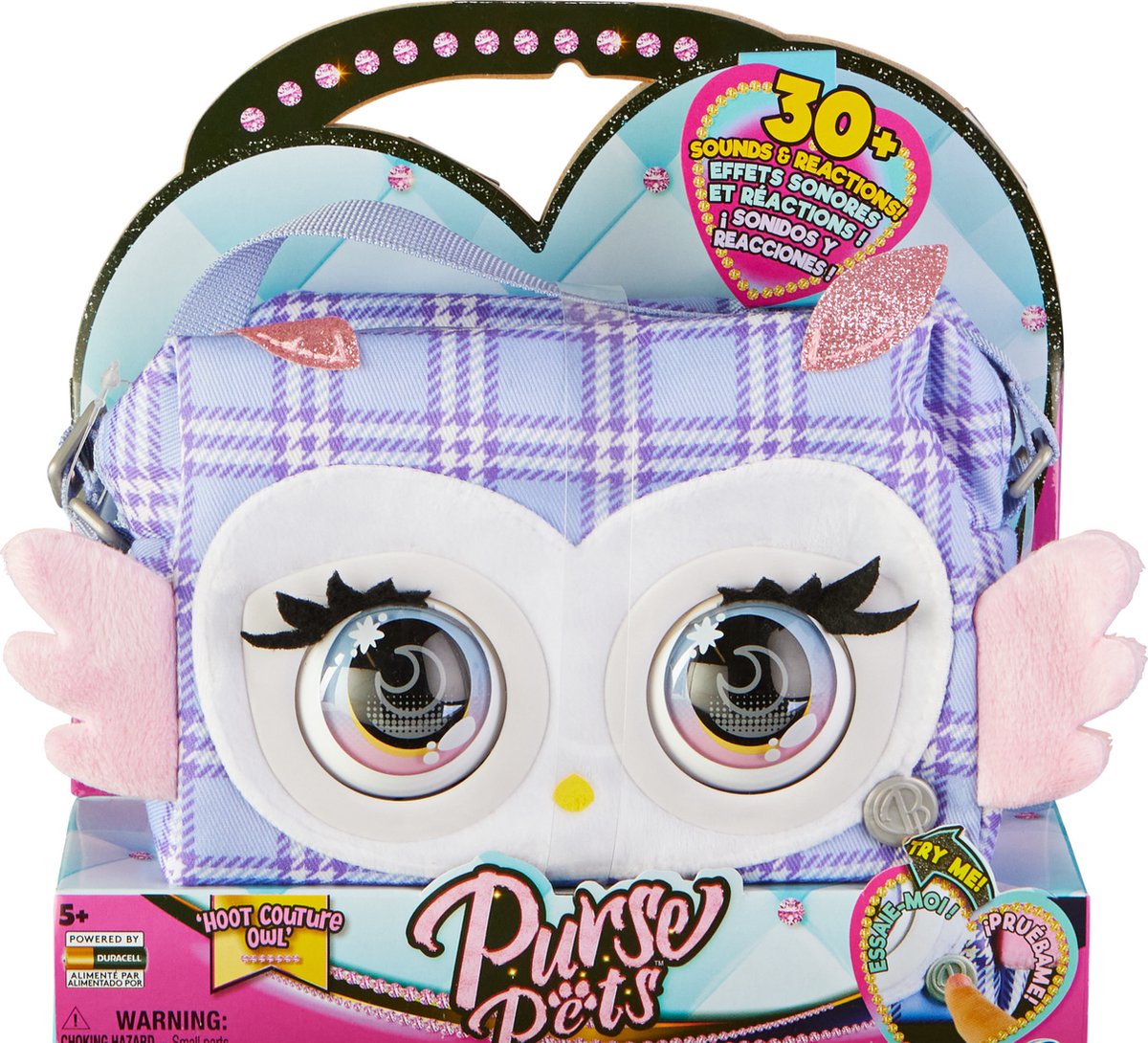 Purse Pets - Print Perfect Hoot Couture Owl interactieve dierenhandtas met meer dan 30 geluiden en reacties