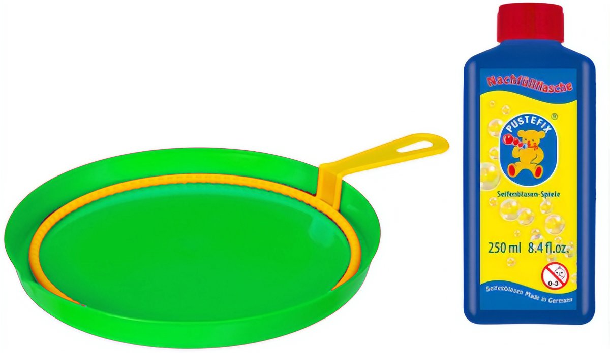 Pustefix Bellenblaasset 250 Ml Blaasring Met Bak Groen