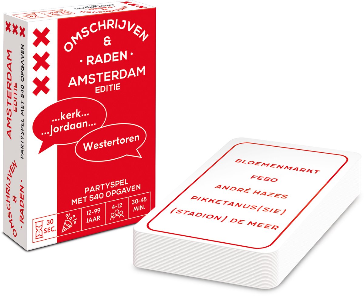 Omschrijven & Raden - Amsterdam editie - Kaartspel - pocketformaat raadspel / partyspel voor 4-12 spelers - 30 seconden tijdlimiet per 5 begrippen / totaal 540 typisch Amsterdamse begrippen