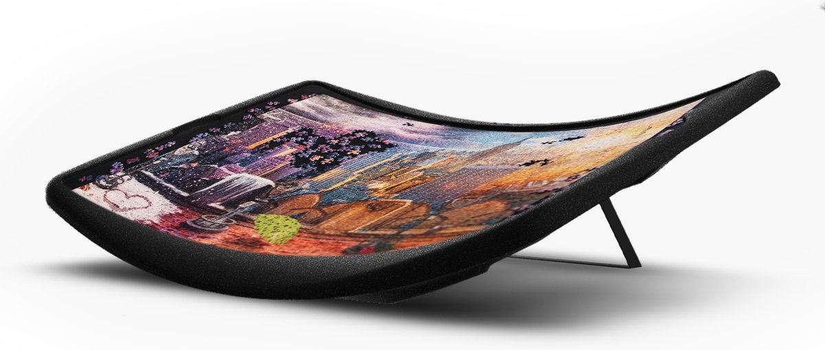   Deluxe XXL Puzzelbord - 1m x 80cm - Unieke Curve - Lichtgewicht, Stevig & Stijlvol - 15° Kijkhoek - Foam Mat & Opstaande Randen - Geschikt voor 1500 stukjes