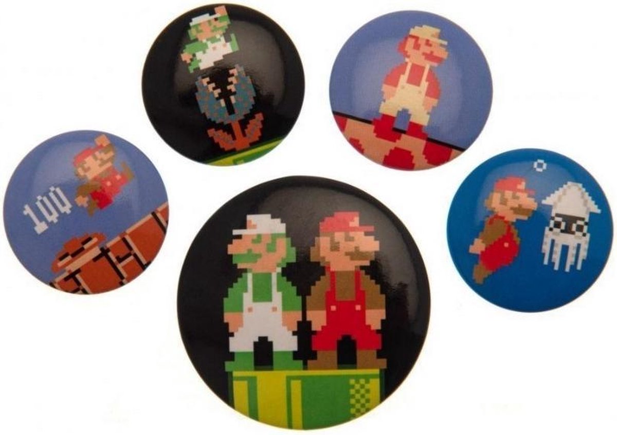 NINTENDO - Pack 5 Badges - Super Mario Bros