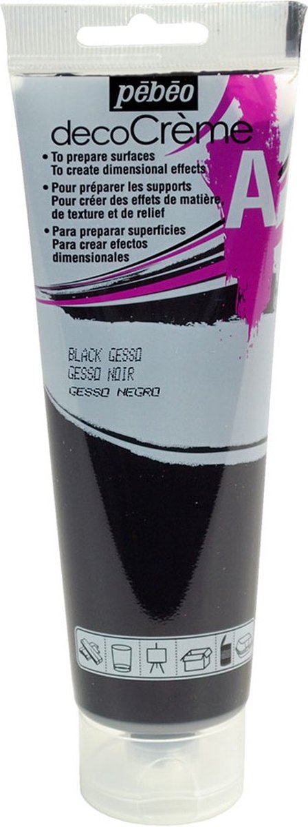 Gesso zwart - Deklaag - 120 ml - Décocrème - Pébéo