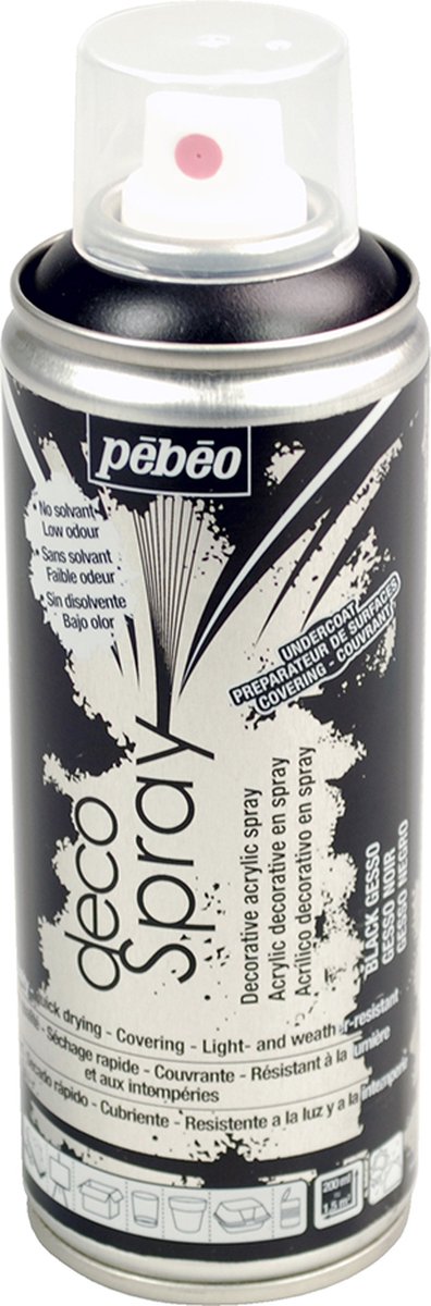 Gesso zwart - deklaag - 200 ml – décospray - Pébéo