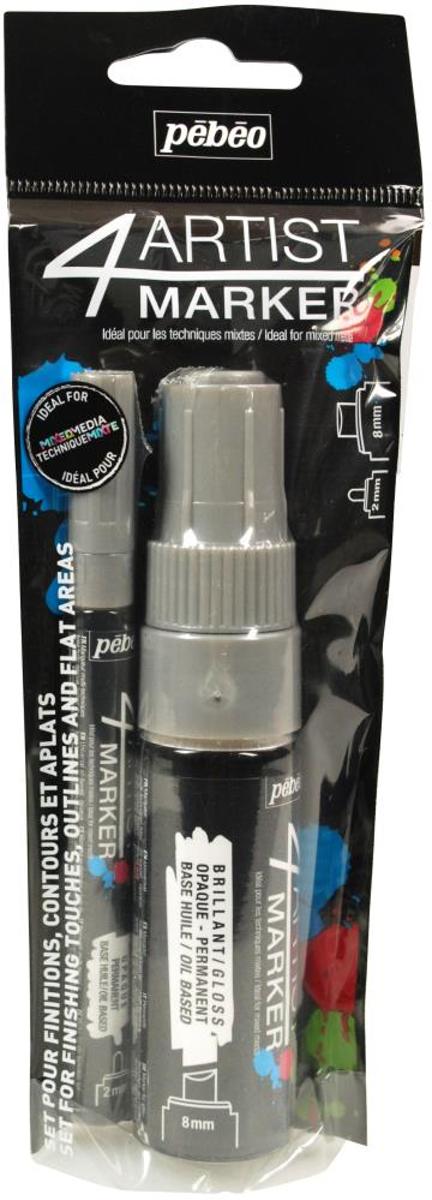 Pebeo - 4Artist Markers - 2.0&8.0mm - Zilver - set 2 stuks
