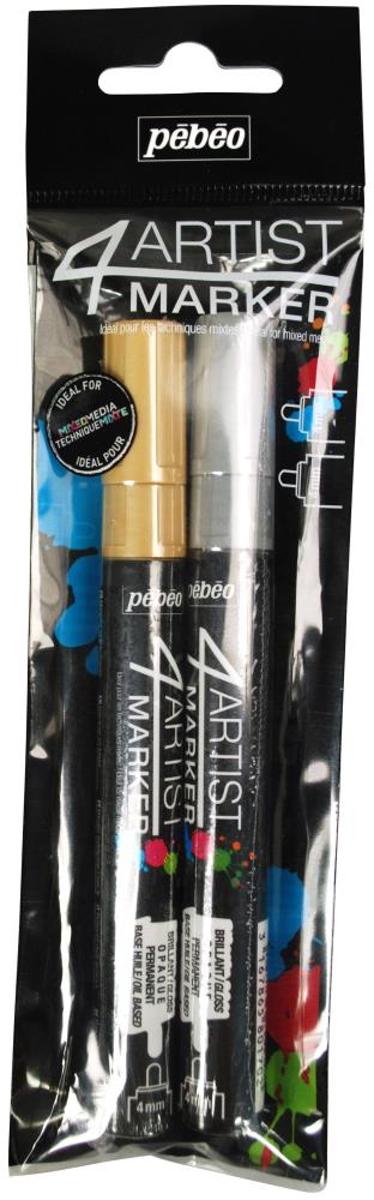 Pebeo - 4Artist Markers - Goud&Zilver - set 2 stuks